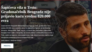 Šapić nije prijavio vilu
