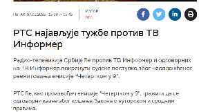 RTS će tužiti TV Informer