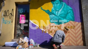 Oslikan mural Valteru