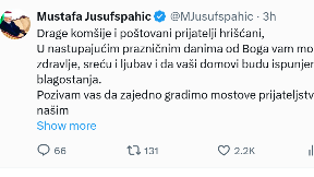 Čestitka muftije Jusufspahića