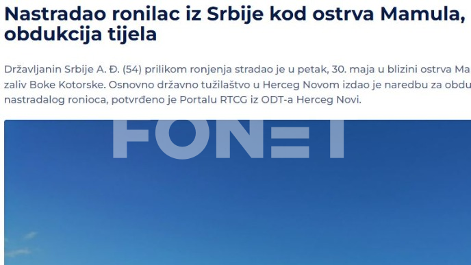 Nastradao ronilac iz Srbije 