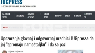 Upozorenje urednici Jugpressa
