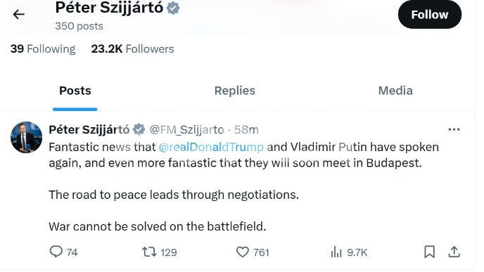 Sijarto o sastanku Putin-Tramp