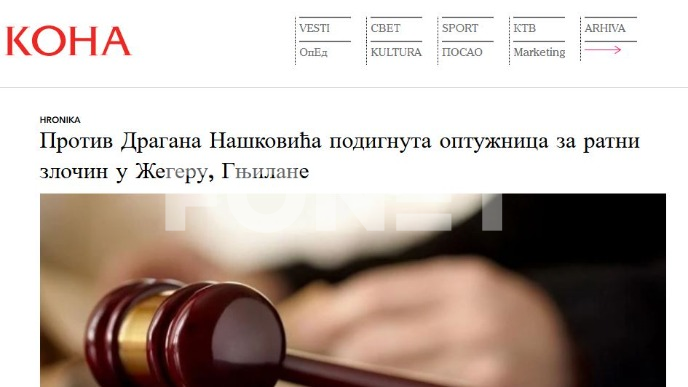 Optužnica zbog ratnog zločina 