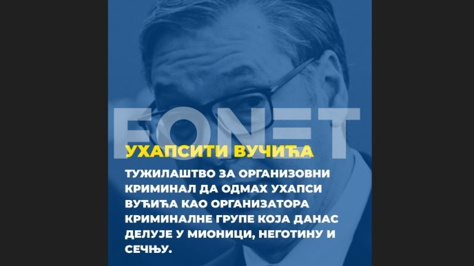 Milivojević: Uhapsiti Vučića