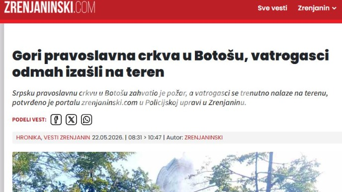 Gori crkva u Botošu