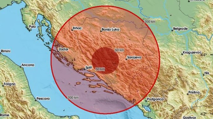 Zemljotres istočno od Sarajeva