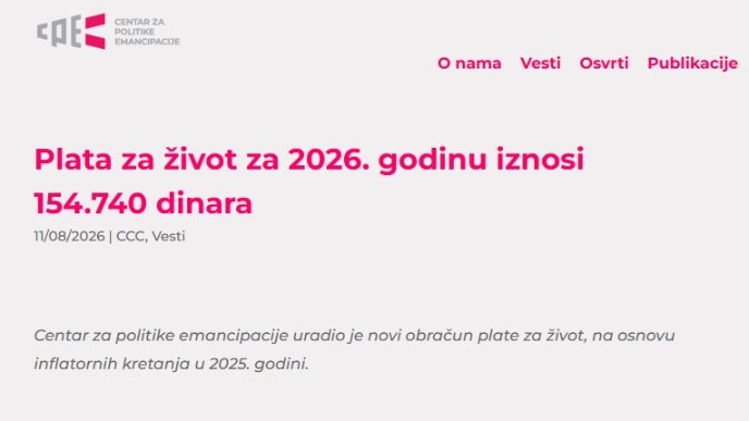 Plata za život 154.740 dinara