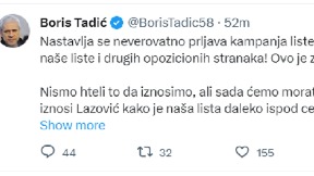 Tadić: Prljava kampanja SPN
